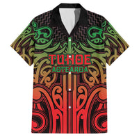 Custom Aotearoa Tuhoe Family Matching Summer Maxi Dress and Hawaiian Shirt Maori Tribal Pattern Mix Poutama LT05 Dad's Shirt - Short Sleeve Black - Polynesian Pride
