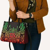 Custom Aotearoa Tuhoe Leather Bag Maori Tribal Pattern Mix Poutama
