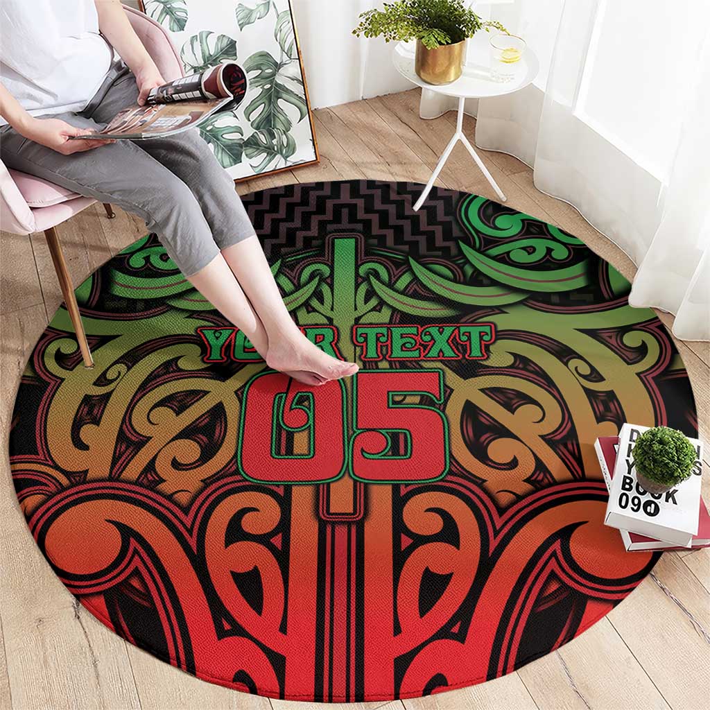 Custom Aotearoa Tuhoe Round Carpet Maori Tribal Pattern Mix Poutama