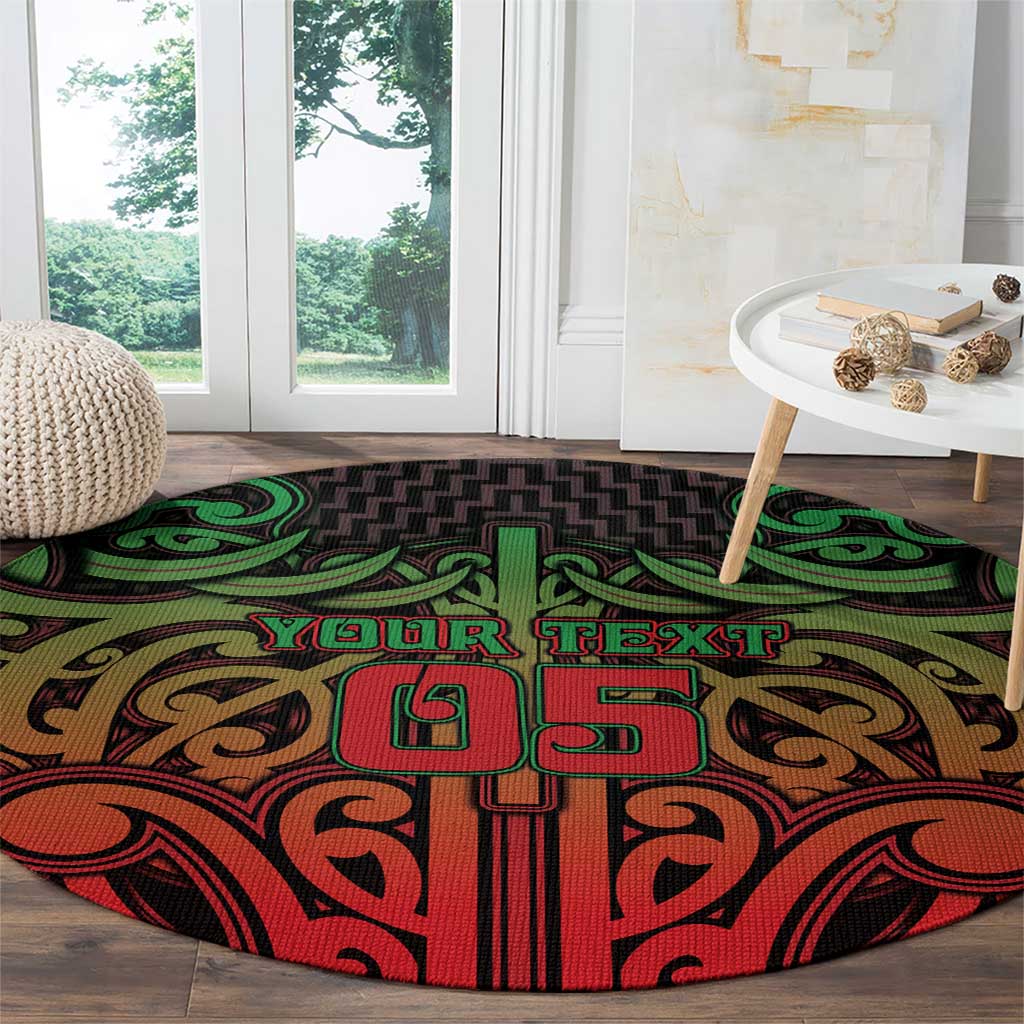 Custom Aotearoa Tuhoe Round Carpet Maori Tribal Pattern Mix Poutama