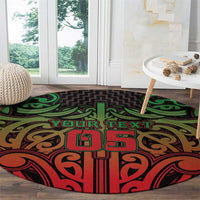 Custom Aotearoa Tuhoe Round Carpet Maori Tribal Pattern Mix Poutama