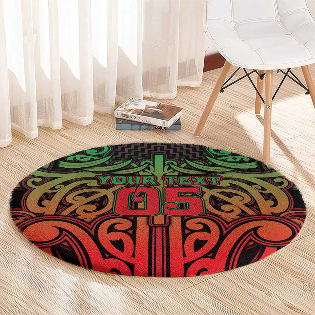 Custom Aotearoa Tuhoe Round Carpet Maori Tribal Pattern Mix Poutama