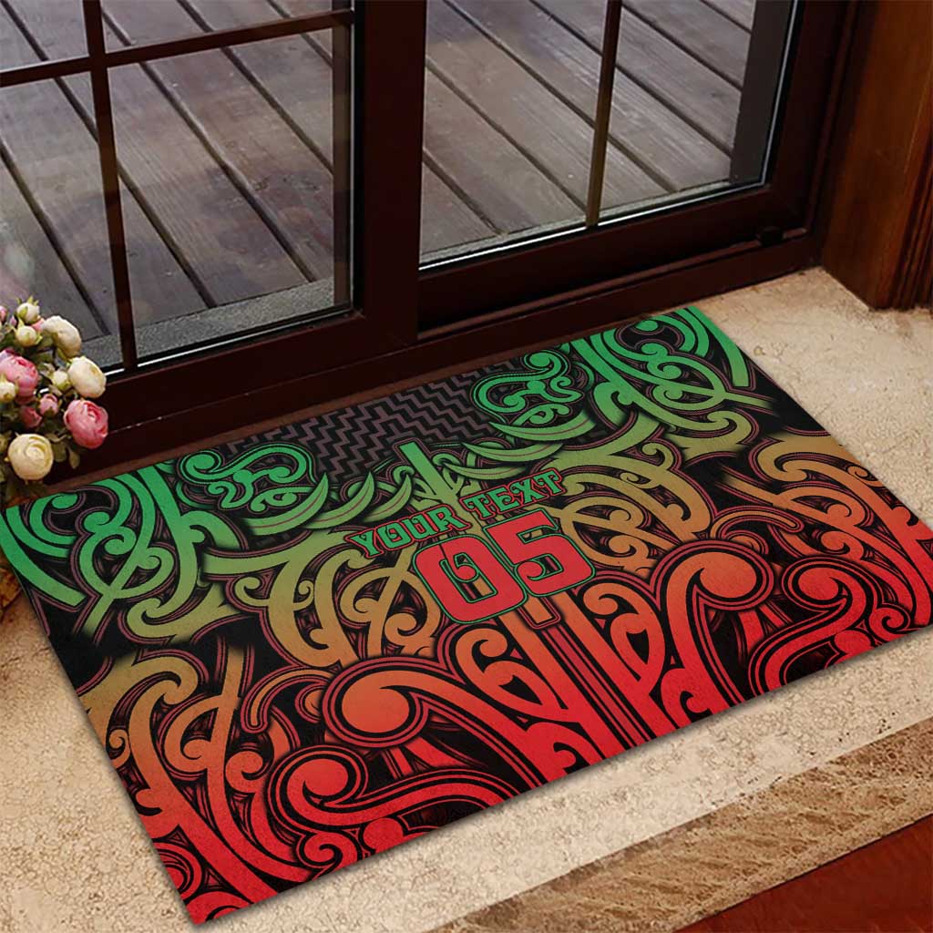 Custom Aotearoa Tuhoe Rubber Doormat Maori Tribal Pattern Mix Poutama