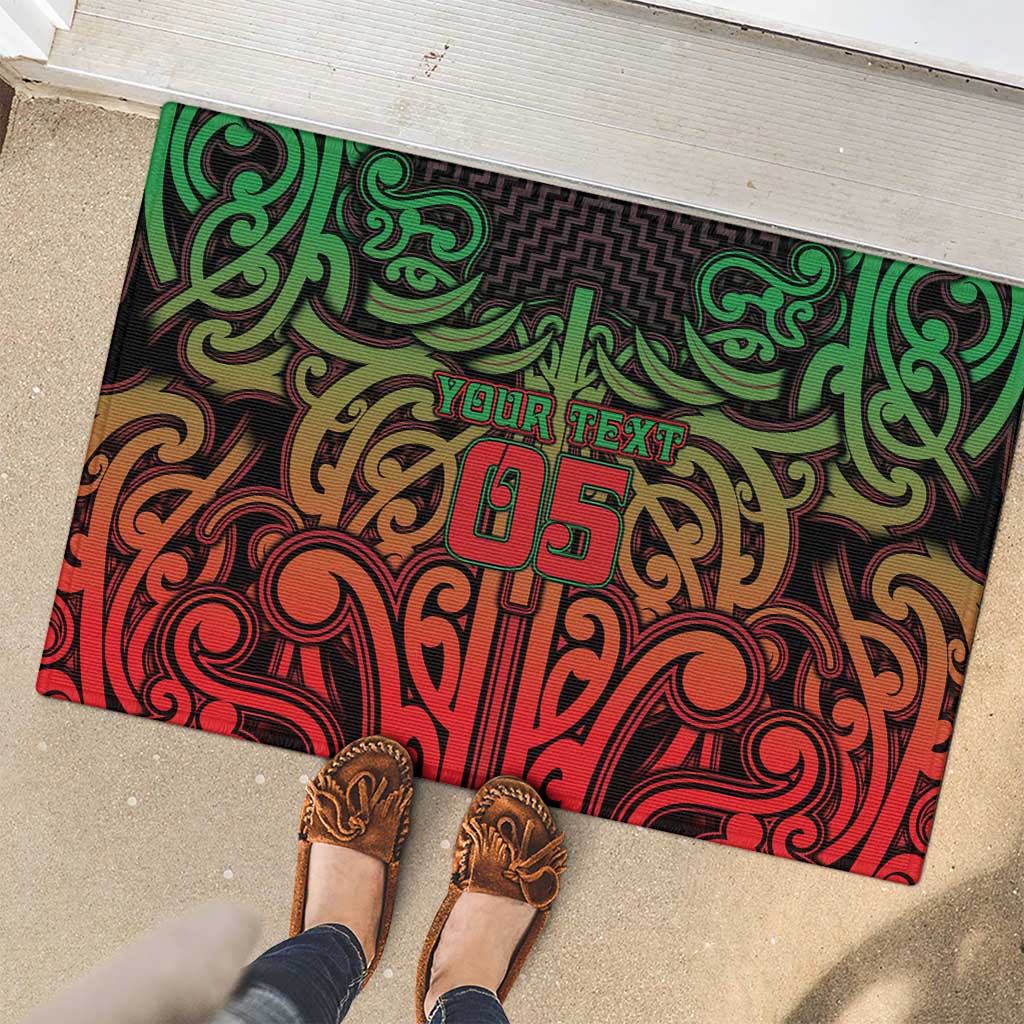 Custom Aotearoa Tuhoe Rubber Doormat Maori Tribal Pattern Mix Poutama