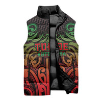 Custom Aotearoa Tuhoe Sleeveless Puffer Jacket Maori Tribal Pattern Mix Poutama