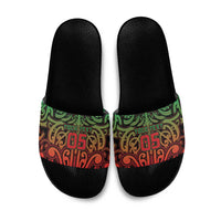 Custom Aotearoa Tuhoe Slide Sandals Maori Tribal Pattern Mix Poutama