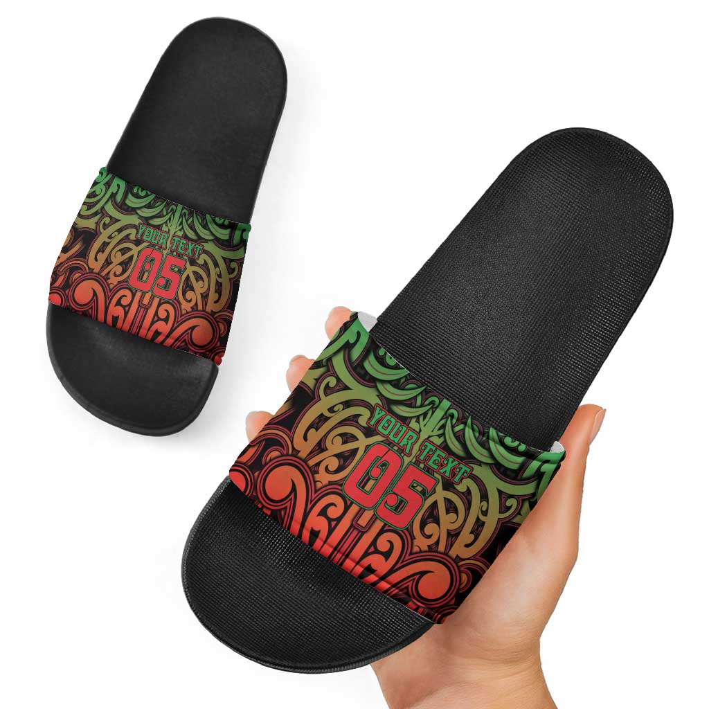 Custom Aotearoa Tuhoe Slide Sandals Maori Tribal Pattern Mix Poutama