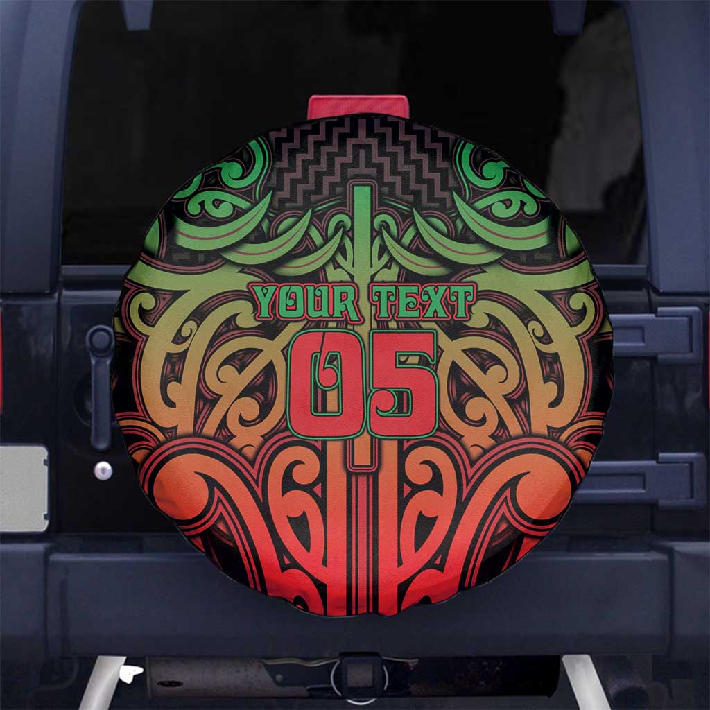 Custom Aotearoa Tuhoe Spare Tire Cover Maori Tribal Pattern Mix Poutama LT05 No hole Black - Polynesian Pride