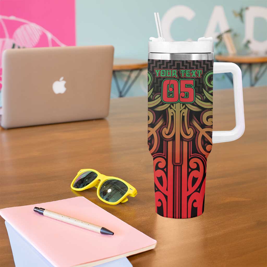 Custom Aotearoa Tuhoe Tumbler With Handle Maori Tribal Pattern Mix Poutama