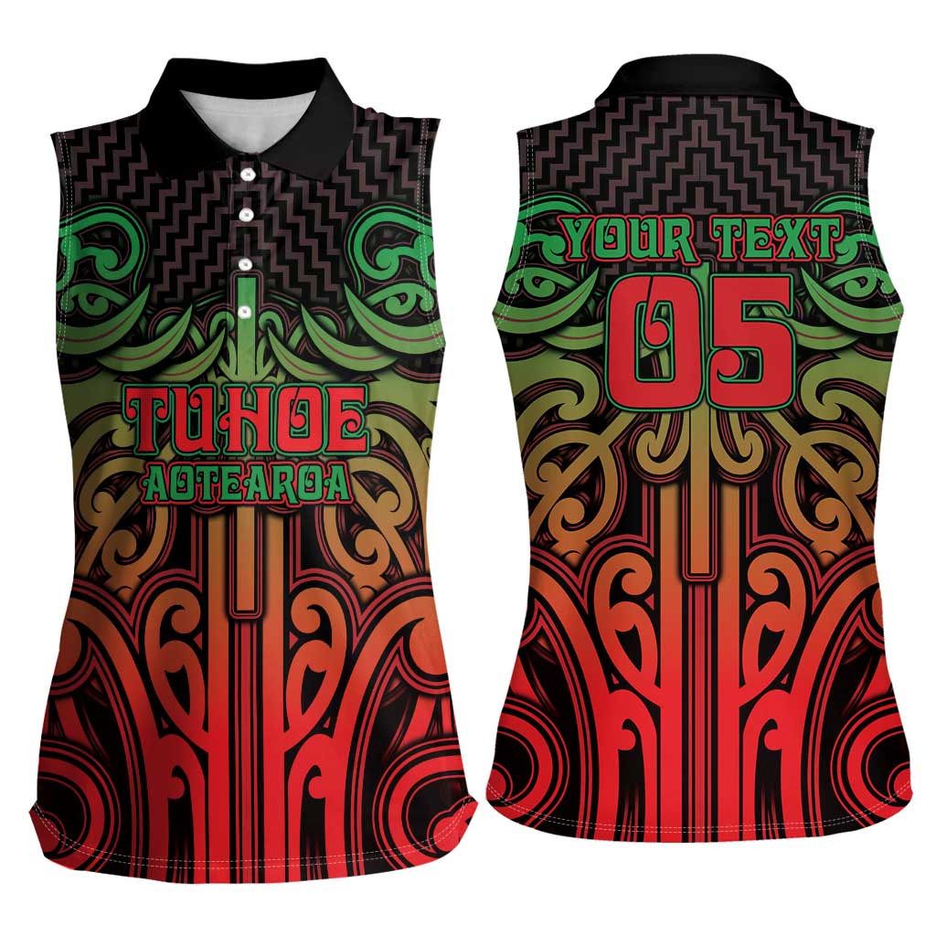 Custom Aotearoa Tuhoe Women Sleeveless Polo Shirt Maori Tribal Pattern Mix Poutama