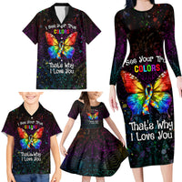 I See Your True Colors Personalised Family Matching Long Sleeve Bodycon Dress and Hawaiian Shirt Autism Awareness LT05 - Polynesian Pride