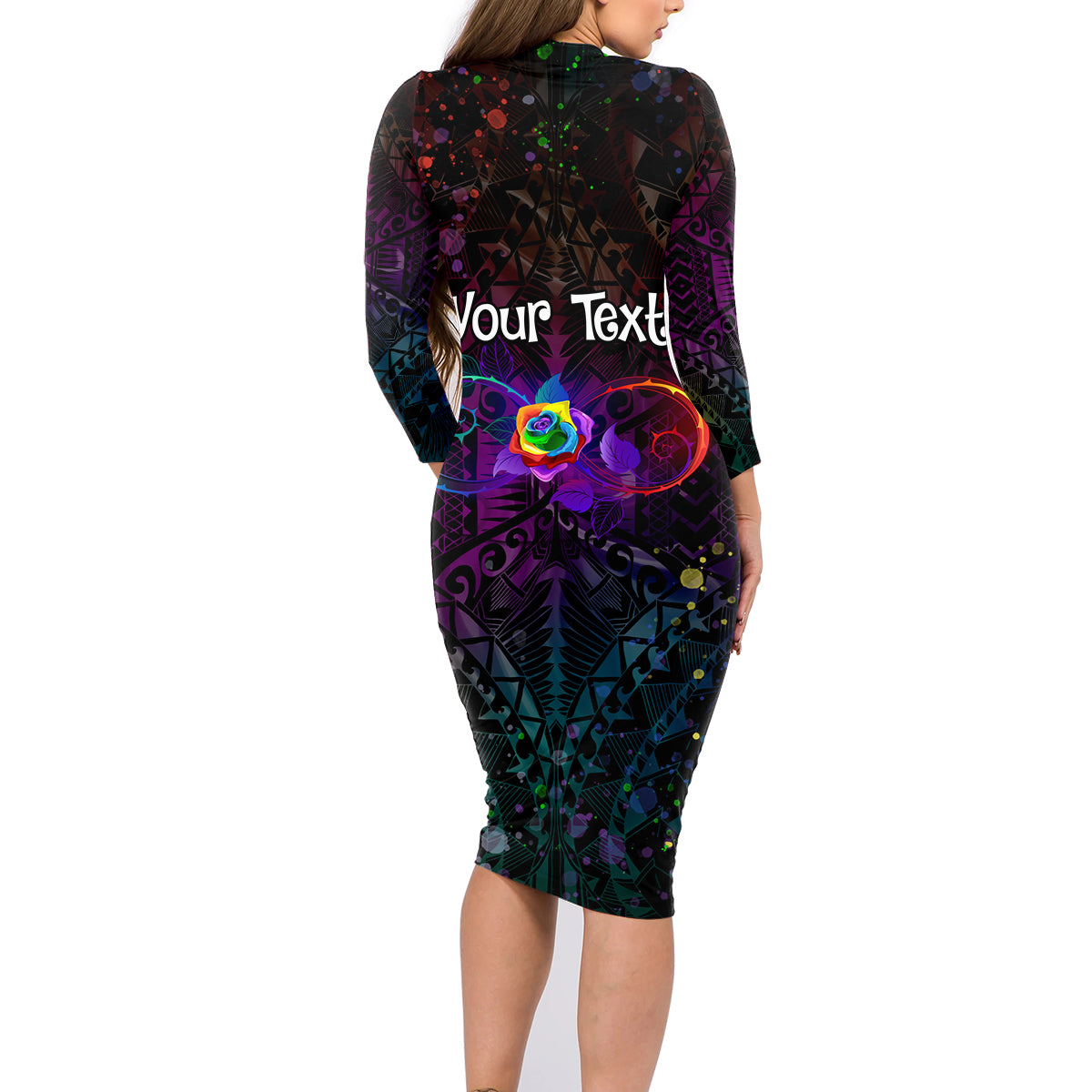 I See Your True Colors Personalised Family Matching Long Sleeve Bodycon Dress and Hawaiian Shirt Autism Awareness LT05 - Polynesian Pride