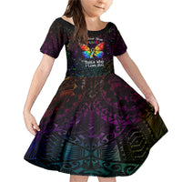 I See Your True Colors Personalised Family Matching Mermaid Dress and Hawaiian Shirt Autism Awareness LT05 Daughter's Dress Black - Polynesian Pride