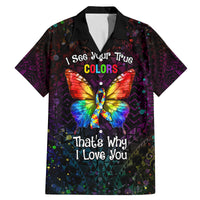 I See Your True Colors Personalised Family Matching Mermaid Dress and Hawaiian Shirt Autism Awareness LT05 Dad's Shirt - Short Sleeve Black - Polynesian Pride