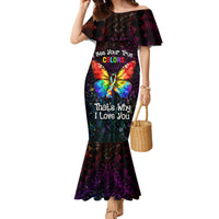 I See Your True Colors Personalised Family Matching Mermaid Dress and Hawaiian Shirt Autism Awareness LT05 Mom's Dress Black - Polynesian Pride