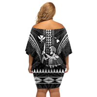 Personalised Hawaii Happy King Kamehameha Day Family Matching Off Shoulder Short Dress and Hawaiian Shirt Kakau Pattern LT05 - Polynesian Pride