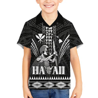 Personalised Hawaii Happy King Kamehameha Day Family Matching Summer Maxi Dress and Hawaiian Shirt Kakau Pattern LT05 Son's Shirt Black - Polynesian Pride