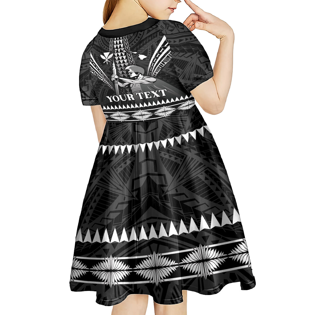 Personalised Hawaii Happy King Kamehameha Day Kid Short Sleeve Dress Kakau Pattern