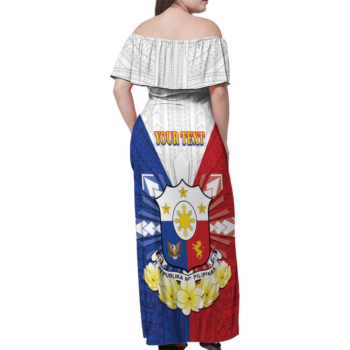 Personalised Philippines Independence Day Family Matching Off Shoulder Maxi Dress and Hawaiian Shirt Maligayang Araw ng Kalayaan Filipino Carabao LT05 - Polynesian Pride