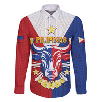 Personalised Philippines Independence Day Family Matching Puletasi and Hawaiian Shirt Maligayang Araw ng Kalayaan Filipino Carabao LT05 Dad's Shirt - Long Sleeve Red - Polynesian Pride