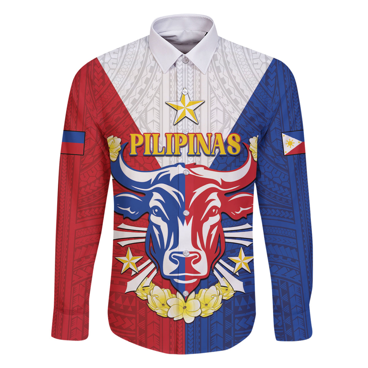 Personalised Philippines Independence Day Family Matching Summer Maxi Dress and Hawaiian Shirt Maligayang Araw ng Kalayaan Filipino Carabao LT05 Dad's Shirt - Long Sleeve Red - Polynesian Pride