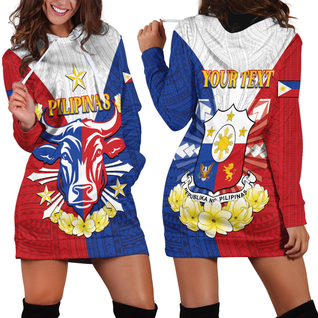Personalised Philippines Independence Day Hoodie Dress Maligayang Araw ng Kalayaan Filipino Carabao LT05 - Polynesian Pride