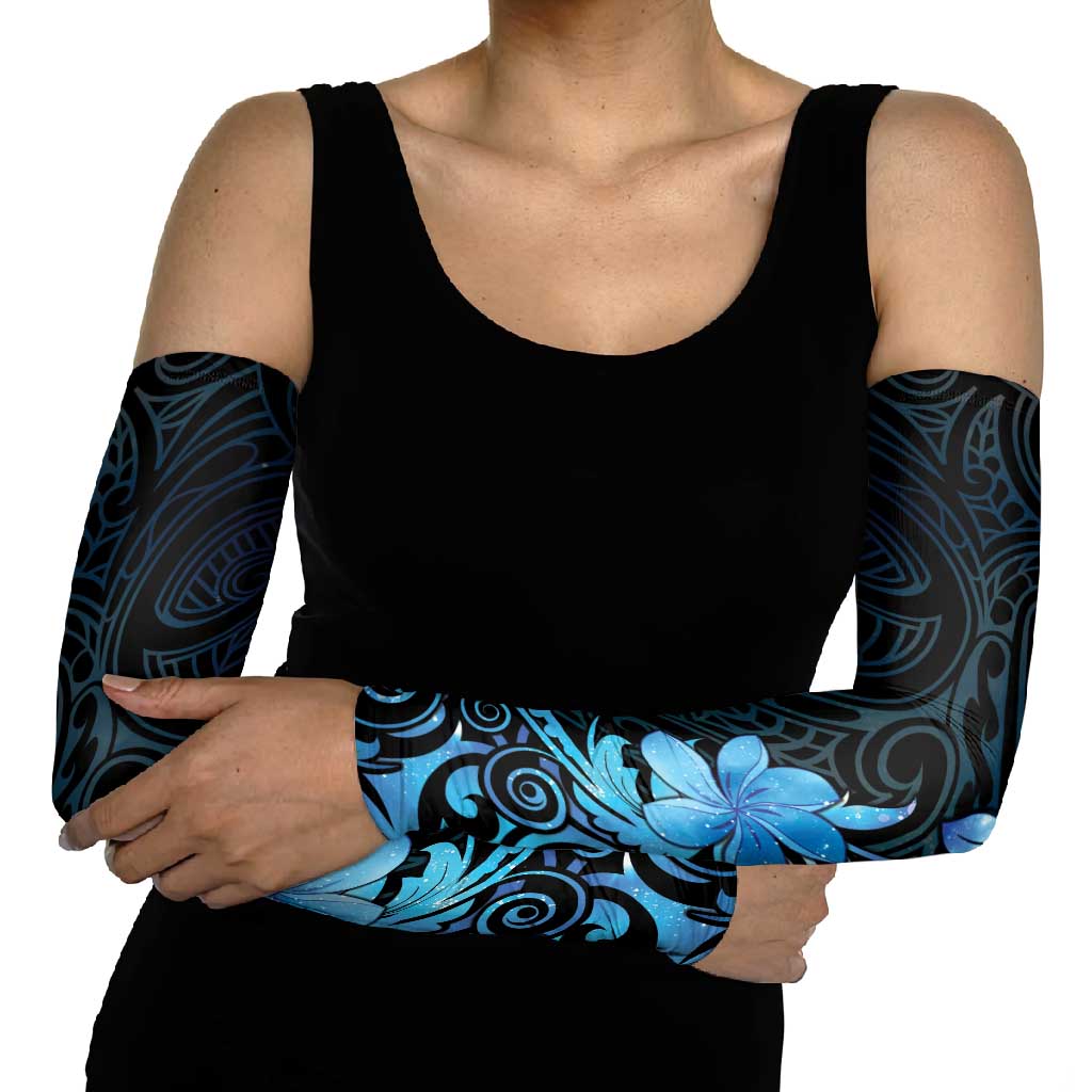 Matariki New Zealand Arm Sleeves Maori Pattern Blue Galaxy - Polynesian Pride