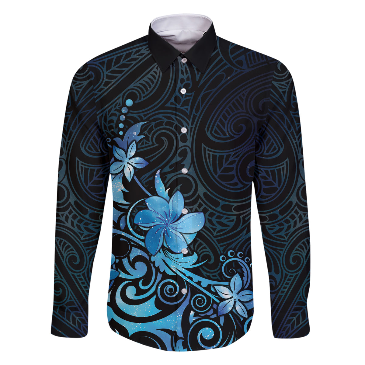 Matariki New Zealand Family Matching Short Sleeve Bodycon Dress and Hawaiian Shirt Maori Pattern Blue Galaxy LT05 Dad's Shirt - Long Sleeve Blue - Polynesian Pride