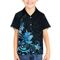 Matariki New Zealand Family Matching Short Sleeve Bodycon Dress and Hawaiian Shirt Maori Pattern Blue Galaxy LT05 Son's Shirt Blue - Polynesian Pride