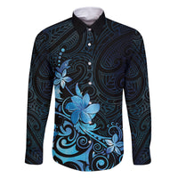 Matariki New Zealand Family Matching Tank Maxi Dress and Hawaiian Shirt Maori Pattern Blue Galaxy LT05 Dad's Shirt - Long Sleeve Blue - Polynesian Pride