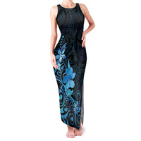Matariki New Zealand Family Matching Tank Maxi Dress and Hawaiian Shirt Maori Pattern Blue Galaxy LT05 Mom's Dress Blue - Polynesian Pride