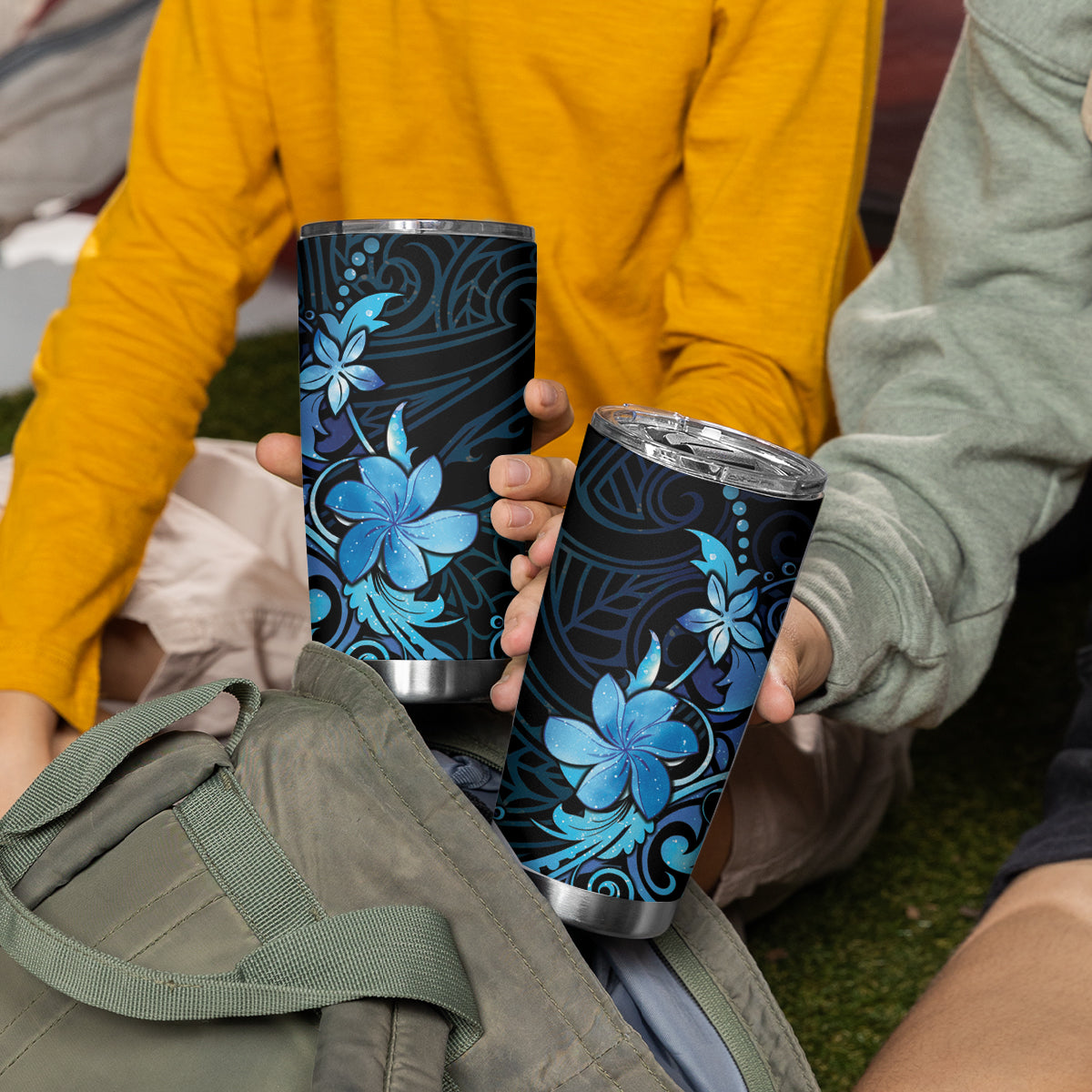 Matariki New Zealand Tumbler Cup Maori Pattern Blue Galaxy