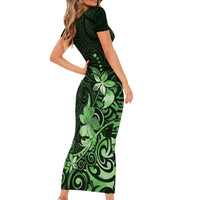 Matariki New Zealand Family Matching Short Sleeve Bodycon Dress and Hawaiian Shirt Maori Pattern Green Galaxy LT05 - Polynesian Pride