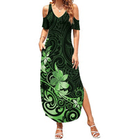 Matariki New Zealand Family Matching Summer Maxi Dress and Hawaiian Shirt Maori Pattern Green Galaxy LT05 Mom's Dress Green - Polynesian Pride