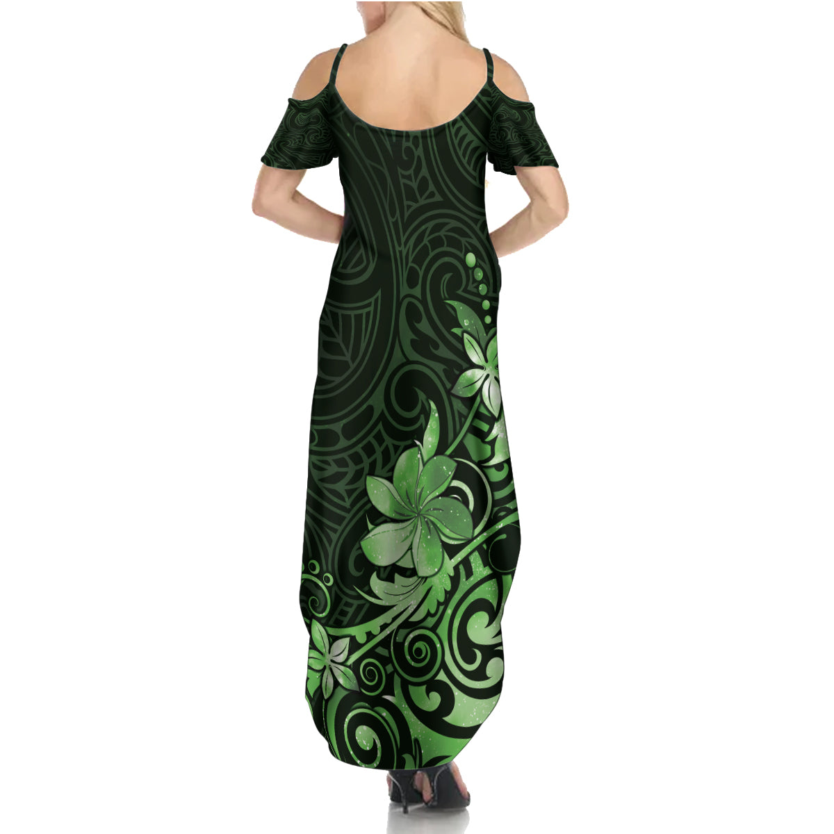 Matariki New Zealand Family Matching Summer Maxi Dress and Hawaiian Shirt Maori Pattern Green Galaxy LT05 - Polynesian Pride