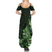 Matariki New Zealand Family Matching Summer Maxi Dress and Hawaiian Shirt Maori Pattern Green Galaxy LT05 - Polynesian Pride