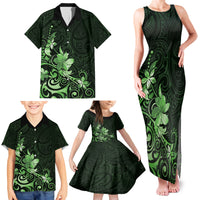 Matariki New Zealand Family Matching Tank Maxi Dress and Hawaiian Shirt Maori Pattern Green Galaxy LT05 - Polynesian Pride