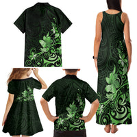 Matariki New Zealand Family Matching Tank Maxi Dress and Hawaiian Shirt Maori Pattern Green Galaxy LT05 - Polynesian Pride
