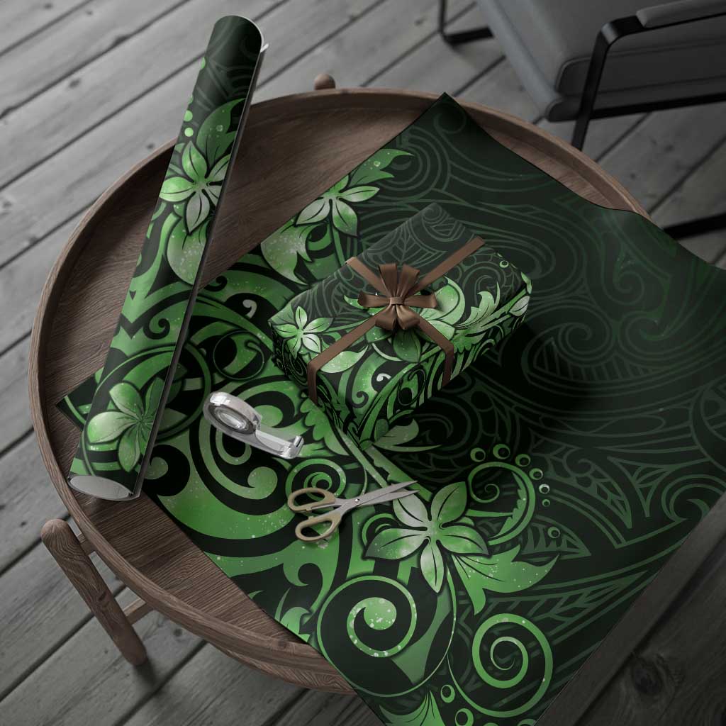 Matariki New Zealand Wrapping Paper Maori Pattern Green Galaxy - Polynesian Pride