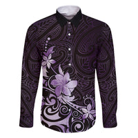 Matariki New Zealand Family Matching Off Shoulder Maxi Dress and Hawaiian Shirt Maori Pattern Purple Galaxy LT05 Dad's Shirt - Long Sleeve Purple - Polynesian Pride