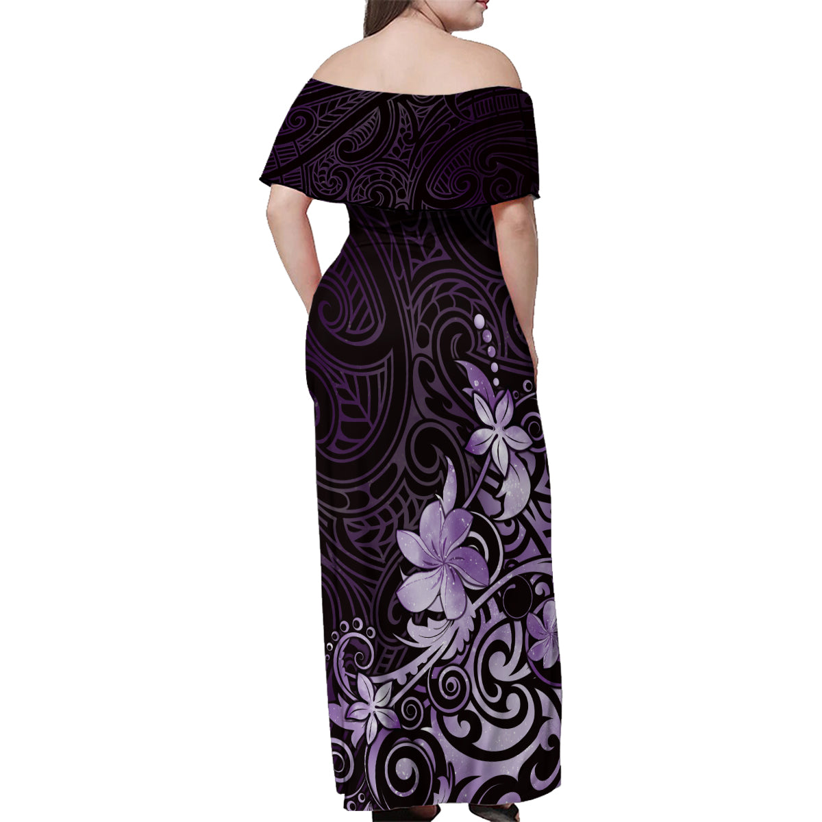 Matariki New Zealand Family Matching Off Shoulder Maxi Dress and Hawaiian Shirt Maori Pattern Purple Galaxy LT05 - Polynesian Pride