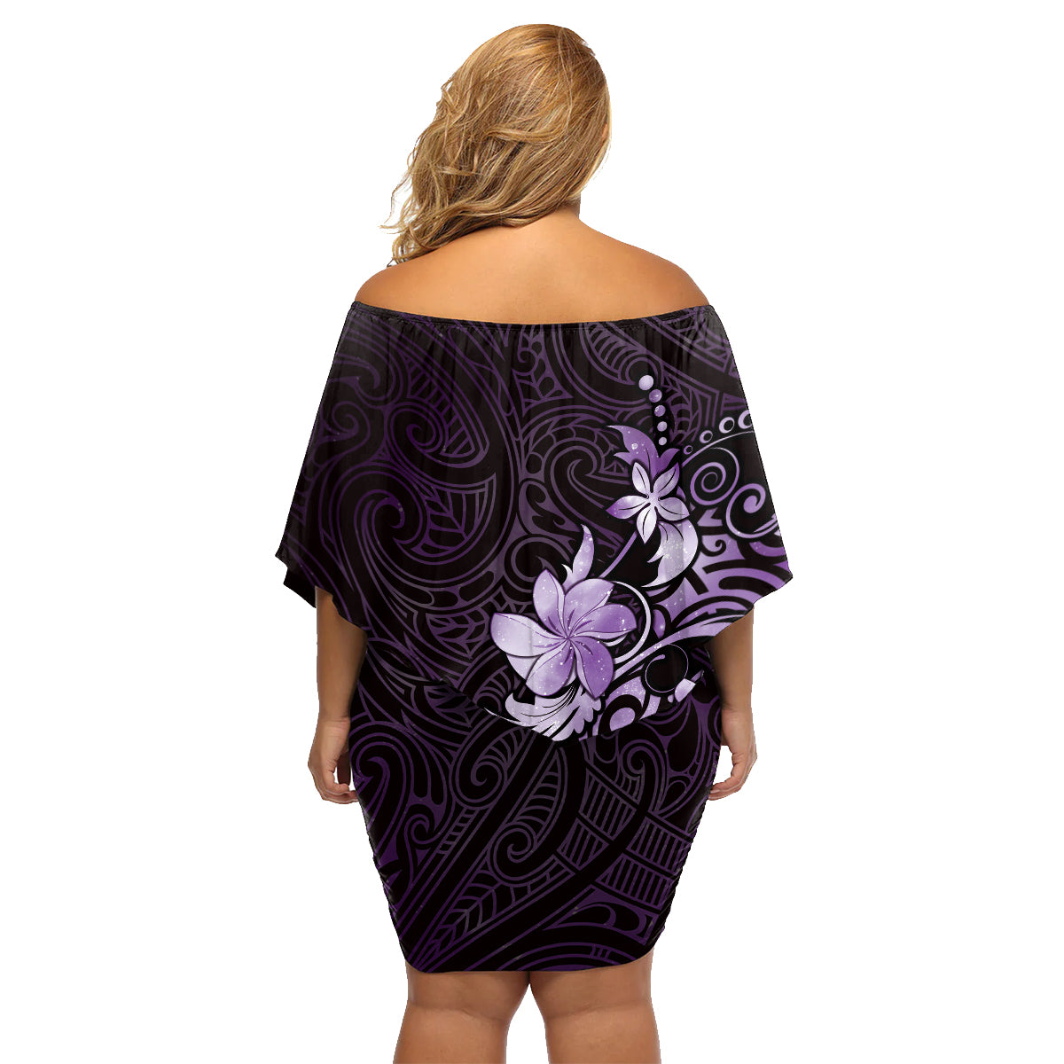 Matariki New Zealand Family Matching Off Shoulder Short Dress and Hawaiian Shirt Maori Pattern Purple Galaxy LT05 - Polynesian Pride