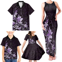Matariki New Zealand Family Matching Tank Maxi Dress and Hawaiian Shirt Maori Pattern Purple Galaxy LT05 - Polynesian Pride