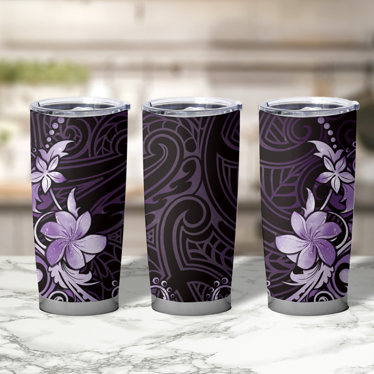 Matariki New Zealand Tumbler Cup Maori Pattern Purple Galaxy