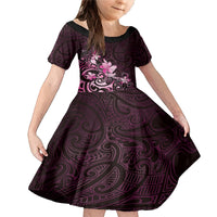 Matariki New Zealand Family Matching Mermaid Dress and Hawaiian Shirt Maori Pattern Pink Galaxy LT05 Daughter's Dress Pink - Polynesian Pride