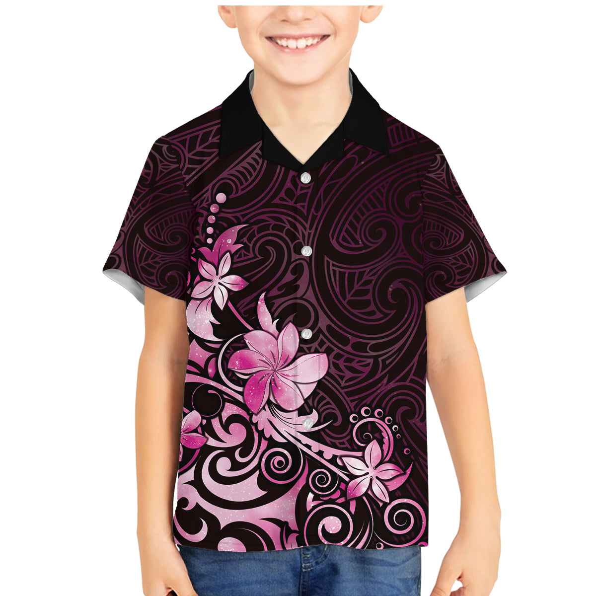 Matariki New Zealand Family Matching Mermaid Dress and Hawaiian Shirt Maori Pattern Pink Galaxy LT05 Son's Shirt Pink - Polynesian Pride