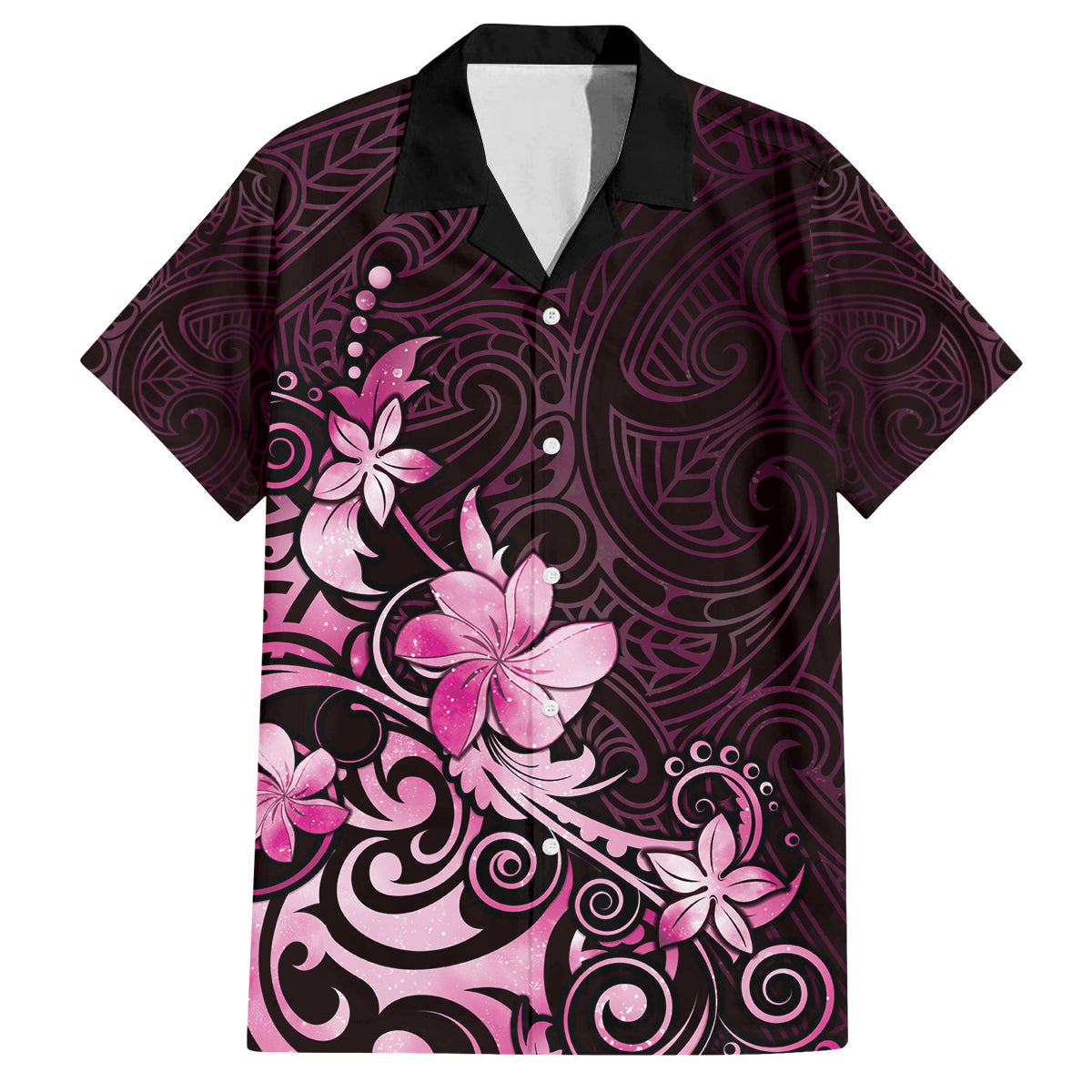 Matariki New Zealand Family Matching Off Shoulder Maxi Dress and Hawaiian Shirt Maori Pattern Pink Galaxy LT05 Dad's Shirt - Short Sleeve Pink - Polynesian Pride