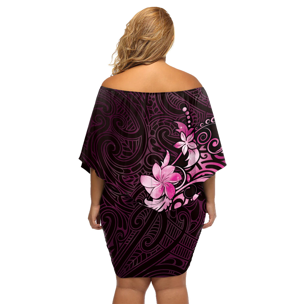 Matariki New Zealand Family Matching Off Shoulder Short Dress and Hawaiian Shirt Maori Pattern Pink Galaxy LT05 - Polynesian Pride
