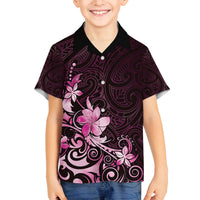 Matariki New Zealand Family Matching Off Shoulder Short Dress and Hawaiian Shirt Maori Pattern Pink Galaxy LT05 Son's Shirt Pink - Polynesian Pride