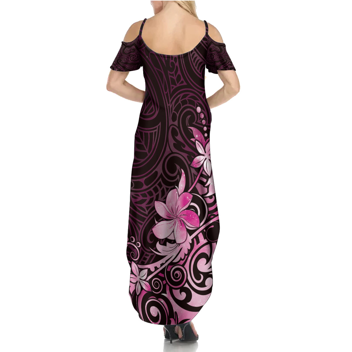 Matariki New Zealand Family Matching Summer Maxi Dress and Hawaiian Shirt Maori Pattern Pink Galaxy LT05 - Polynesian Pride